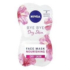 Nivea BYE sausos odos maitinamoji veido kaukė, 24 vienetų pakuotė (48 x 7,5 ml kaukės), drėkinančios kaukės su migdolų aliejumi ir medaus ekstraktu, odos priežiūros pagrindai