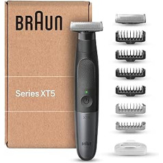 Braun Series X XT5270 Универсальный триммер для бороды / машинка для ухода за телом / электробритва для мужчин / профессиональный триммер для волос (упаковка, подлежащая вторичной переработке), 6 насадок на 3 дня для бороды, тело, интимная зона, дорожная 