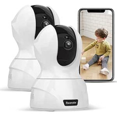 PANAMALAR WLAN IP Camera, 3MP Indoor Surveillance Camera, 350° Swivelling FHD Supports LAN & WLAN Connection/Alexa/2-Way Audio/Night Vision etc., Indoor Baby Camera for Baby/Pet PC Mobile Phone App