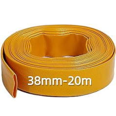 20 m x 38 mm diametrs plakana izplūdes šļūtene dīķa šļūtenes ieklāšana plakana iegremdējamā sūkņa ūdens sūkņa šļūtene dzeltena