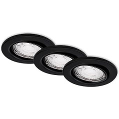 BRILONER Leuchten 7147-035 LED padziļināti prožektori, komplekts pa 3, grozāmi, GU10 5 vati katrs, 460 lūmeni, 3000 kelvini, IP23, 86 x 70 mm (DxH), matēts melns