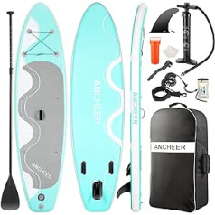 ANCHEER Inflatable Stand Up Paddle Board with Complete SUP Accessories, Backpack, Leash, Adjustable Paddle and Hand Pump, Floor Fin, Waterproof Bag, Repair Kit