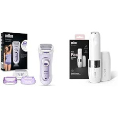 Braun Silk-épil Lady Shaver 5-560 purpursarkanā krāsā — trīs vienā mitrā un sausā elektriskais skuveklis un sejas mini matu noņemšanas līdzeklis, elektrisks sejas matu noņemšanas līdzeklis sievietēm, ātrai un maigai skūšanai, FS1000, 