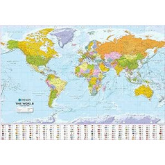 XYZ žemėlapiai plastiku dengtas pasaulio žemėlapis 1380mm x 950mm