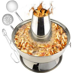 2.3 Litre Camping Stove Hot Pot Stainless Steel Chinese Charcoal Hotpot, Chinese Meat Fondue Lamb Cooker Outdoor Picnic Stove