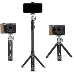 Fotopro mini kameras statīvs ar pagarinājuma cauruli, kas izgatavots no oglekļa šķiedras 90 cm 360 grādu lodveida galvu izvelkama profesionāla DSLR kameras statīvs Nikon Canon Sony iPhone Vlog Max. Slodze 3 kg 6,61 mārciņas