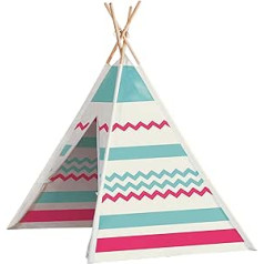 John 7026293 77204 Tipi Spielzelt, Weiß/Pink/Türkis/Natur