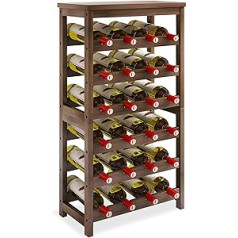 STELLSTAR 24 butelių vyno lentyna, 6 pakopų bambukinės vyno lentynos su stalviršiu, laisvai stovintis vyno butelių laikiklis su svyruojančiomis lentynomis, graikinis riešutas