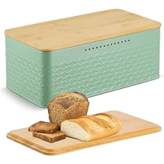 Worephu Brotkasten, Brotaufbewahrungsbox mit Bambusdeckel, schwarzer Brotaufbewahrungsbehälter, für Küche, Arbeitsplatten-Organizer (grün)