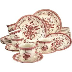 30 Piece Stoneware Victorian Combo Service Dinnerware Set Colour: Pink