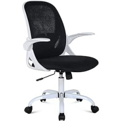 Actask Office Desk Chair, Height Adjustable, Computer Office Chair with 360° Swivel Seat and Lumbar Support, High Back Computer Chair for Home/Office, White