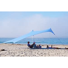 Neso Gigante Beach Tent, 2.5 m high, 3.3 m (11 ft) x 3.3 m (11 ft), reinforced corners and cooling compartment (evergreen blue)