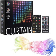 Mcbazel Curtain Light 540 RGB LED sloksne Ziemassvētkiem, Smart WiFi RGB Dynamic DIY Curtain Light mūzikas sinhronizācija ar tālvadības pulti āra ballītēm, guļamistabā, viesistabā