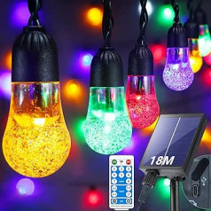 GCMacau Solar Fairy Lights Outdoor Silts Balts Krāsains [15 + 3 m] Uzlabojiet Fairy Lights Outdoor lielas kristāla bumbiņas Fairy Lights, ūdensnecaurlaidīgas (IP65), aptumšojamas saules terases ārā, kempingā, teltī