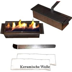 Adjustable 1-liter stainless steel burner for gel and ethanol fireplaces
