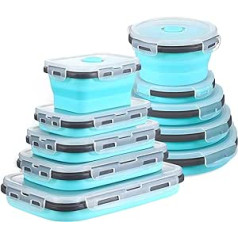 GOUWEIBA 10 Stück Faltbare Lebensmittelbehälter, Silikon, faltbar, Lunch Bento Box, Lunchbox aus Silikon ar Deckel für Kühlschrank, Mikrowelle, Spülmaschine