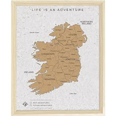 Splosh Персонализируйте свои путешествия по миру с помощью туристической карты Splosh Ireland, которая поставляется с 2 наборами булавок и белой дер