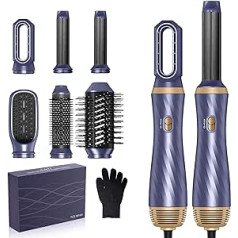 6-in-1 Hair Styler Negative Ion Styling Brushes, Warm Air Brush Set, Styling Brushes, Round Brush Blow Dryer, with Automatic Curling Iron, Give Hair Volume, Straighten, Curl and Blow Dry Hair