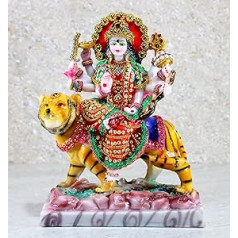 Esplanādes sveķi Maa Durga MATA Rani Murti elka statujas skulptūra mājām Mandir — daudzkrāsains (10 collas) — dekoratīvi Pūdža elki