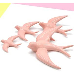 Swallows Ceramic Wall Pink (Pack of 4) | Decorative Swallows Wall | Home Decor | Hanging Ornaments (Swallow Ceramic Wall Pink)