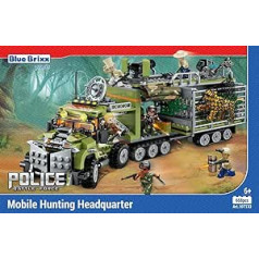 BlueBrixx Kids 107133 – Miškų policija: mobilus Hunter HQ sunkvežimis, pagamintas iš tvirtinimo blokų su 658 komponentais