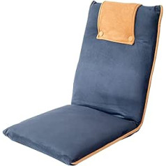 Bonvivo Easy II, elegantiško dizaino paminkštintos grindų kėdė su reguliuojamu atlošu, sulankstoma, skirta meditacijai, skaitymui, televizoriaus žiūrėjimui ar žaidimams, namams arba biurui, mėlyna ir smėlio spalvos, mėlyna