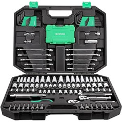 Amazon Brand - Denali 142-Piece Mechanic Tool and Socket Set, 50.8 x 37.3 x 12.7 cm