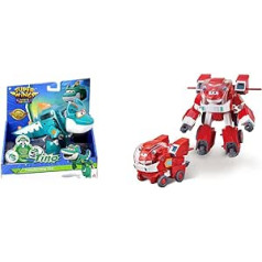 Super Wings Tino dinozauras, 5 colių transformuojantis personažas, lengvai transformuojamas ikimokyklinio amžiaus vaikams dovanojami žaislai ir EU750321 roboto kostiumas su mini Jett transformuojančia figūrą lėktuvo transporto priemonės žaislais