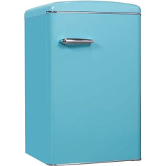 Изысканный ретро-холодильник RKS120-VH-160F Голубо-голубой | Объем 122 л | Холодильник Ретро Отдельностоящий | Дверные и стеклянные полки | Светодио