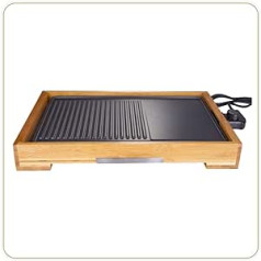 LITTLE BALANCE 8280 Happy Grill Plate, Bamboo Electric Grill & Plancha, Stainless Steel 18/1394