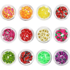 ‎Minkissy Minkissy Fruit Nail Art Discs 3D Nail Discs DIY 3D Polymer Discs Resin Charms Fruit Slices Charms for 12 Boxes