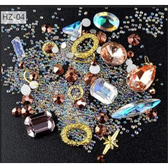 ‎Muuzoning MUUZONING 3D rhinestone akmeņi nagu mākslas rotājumi, nagu pērlītes, spīdīgi kristāli, rhinestone nagu apdare, liels dārgakmens, 6 veidu dārgakmeņi, no kuriem izvēlēties, (rozā zelts) #4