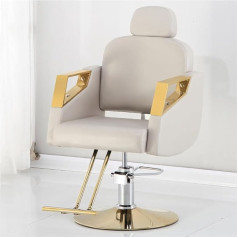 Lipoma Kirpėjo kėdė su atlošu galvai, kirpėjo kėdė, reguliuojamo aukščio, pakreipiama, skirta vyrams ir moterims, vintažinė, retro, dirbtinė oda, balta