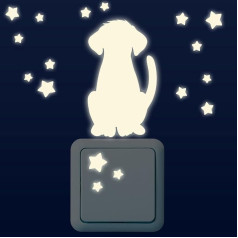 WANDKINGS 17 Star Light Switch Dog Light Switch Sticker Set Glow in the Dark