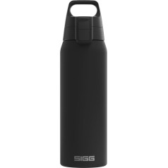 SIGG - Izolēta dzeramā pudele - Shield Therm One Black - Piemērota gāzētiem dzērieniem - Izturīga pret noplūdi - Lieto trauku mazgājamā mašīnā - Nesatur BPA - 90 % pārstrādāta nerūsējošā tērauda - Melna - 0,75 l