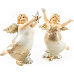 2 Chubby Christmas Angels Gold Angel Figures Ruby Woman Christmas Decoration Gift Best Friend 19 cm