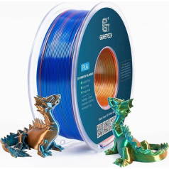 GEEETECH Tricolor Silk PLA filaments 1,75 mm, 3D printeru filaments 1 kg, zīdaini oranžs, zils, oranžs, zils, zaļš