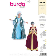 Burda B2447 Kleita šūšanas paraugs 19 x 13 cm, Royal, rokoko stilā