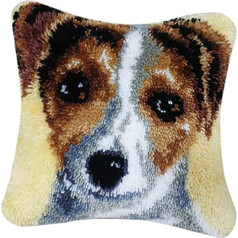 EPRHAY Latch Hook Carpet Craft Kit Dog Cushion Cover Embroidery Dog for Children Adults 43 x 43 cm