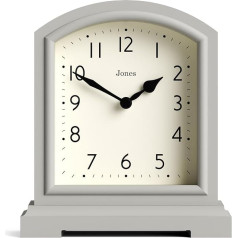 JONES CLOCKS® Tavern Coat Pulkstenis - tradicionāls/klasisks dizains - guļamistabas pulkstenis - viesistabas pulkstenis - biroja pulkstenis - kamīna pulkstenis - galda pulkstenis - plaukta pulkstenis - mazs pulkstenis (gaiši pelēks)