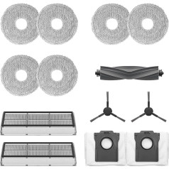 L10s Pro Ultra robota piederumu komplekts ietilpst 1 x galvenā birste, 2 x sānu birstes, 2 x putekļu filtri, 2 x putekļu savākšanas maisiņi, 6 x mopu lupatiņas (3 pāri)