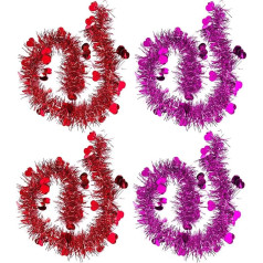 XNHIU Valentīna diena Tinsel Love Heart Tinsel Garland Valentīna dienas dekorēšana Garland Hanging Decorations for Wedding Party Supplies (4)