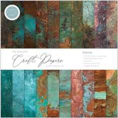 Craft Consortium CCPAD017 Divpusējā papīra spilventiņš 12 collas x 12 collas 30/Pkg Patina 20 dizaini