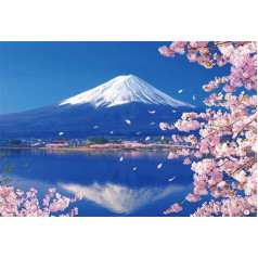 YEESAM ART DIY Oil Painting by Numbers Adults Children, Mt. Fuji Japan Cherry Blossoms 16 x 20 Inch Number Painting from 5 Oil Wall Art (Japan, with Frame)