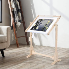 Adjustable Cross Stitch Frame, Small 360 Degree Rotating Wooden Embroidery Hoop, Sturdy Tapestry Frame, DIY Tool with PVC Clip and Holder, Roll for Silk Painting Sewing