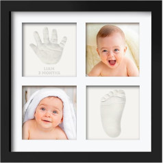 Baby Handprint and Footprint Set - Baby Footprint Set, Plaster Cast Baby Hand and Foot, Baby Footprint Picture Frame, Handprint Baby Imprint Set, Footprint Baby Set Newborn (Onyx Black)