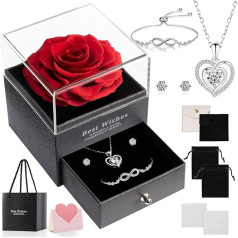 Tarocat Eternal Real Rose ar sadalītāju Kaklarota Auskari Auskari Aproce Dāvanu kaste Juvelierizstrādājumi Dāvanu kaste Rose Box Dzimšanas diena Valentīna diena Kāzu jubileja Dāvanas viņai draudzene sievietēm