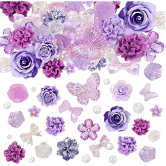 BEEFLIYNG 1 Pack Random Mixed 3D Resin ABS Colorful Rose Flower Butterfly Charm Beads Acrylic Flower Decoration Cabochons for Bracelets Earrings Necklace Phone Case DIY Jewelry Making