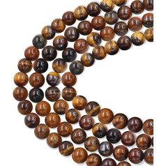 180 gabali Dabīgie tīģera acs dārgakmeņi Loose Beads DIY pērlītes rotaslietu izgatavošanai ar 10M elastīgo auklu (Tiger Eye 6mm)