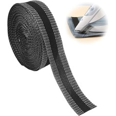 10M Iron-on hem tape Washproof, trouser tape Self-adhesive trouser fabric tape Shorten trouser edge Self-adhesive 2.5CM wide No sewing required Iron-on tape for trouser hems Curtains (Black)